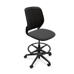 Black Steelcase Cobi Cloth Drafting Stool Chair w/ Mesh Back